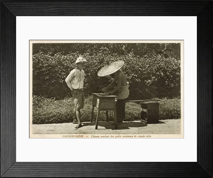 Framed Print : Vietnam - Chinese man selling small pieces of roasted meat Framed Print : Vietnam - Chinese man selling small pieces of roasted meat