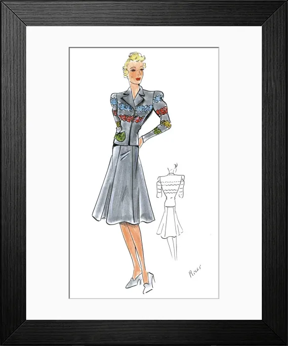 Framed Print : Original Fashion Illustration by Dora Sprinzel Framed Print : Original Fashion Illustration by Dora Sprinzel