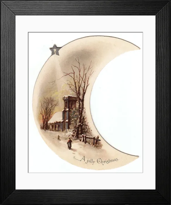 Framed Print : Rural snow scene with church on a Christmas card Framed Print : Rural snow scene with church on a Christmas card