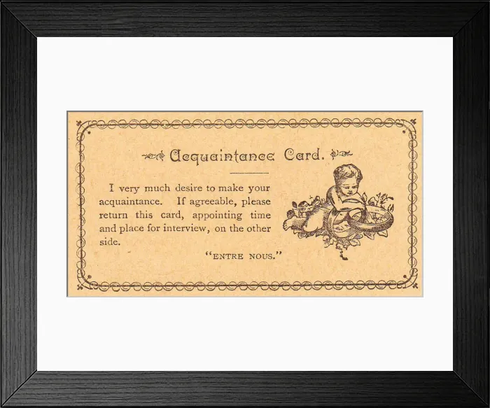 Framed Print : Acquaintance Card Framed Print : Acquaintance Card