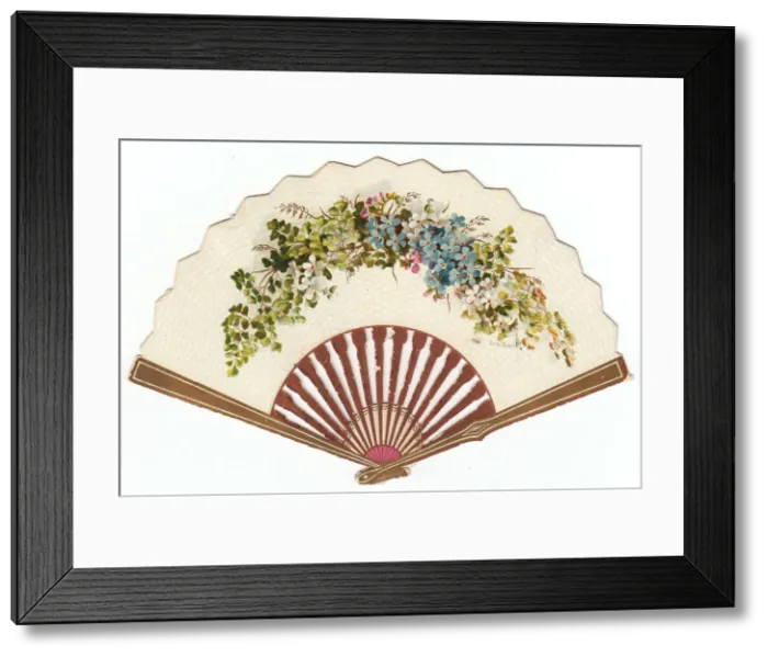 Framed Print : Greetings card in the form of a fan Framed Print : Greetings card in the form of a fan
