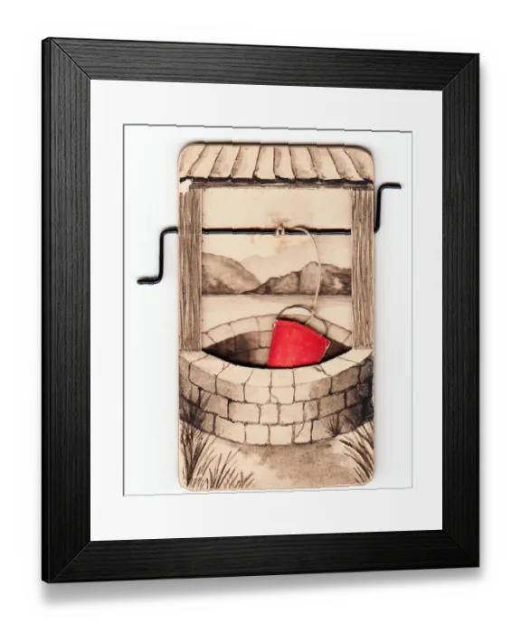 Framed Print : Handmade card in the shape of a wishing well Framed Print : Handmade card in the shape of a wishing well