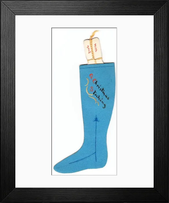 Framed Print : Handmade Christmas card in the shape of a stocking Framed Print : Handmade Christmas card in the shape of a stocking