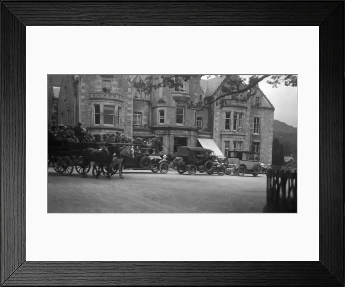 Framed Print : Cars and a carriage at the Tarbet Hotel, Scotland Framed Print : Cars and a carriage at the Tarbet Hotel, Scotland