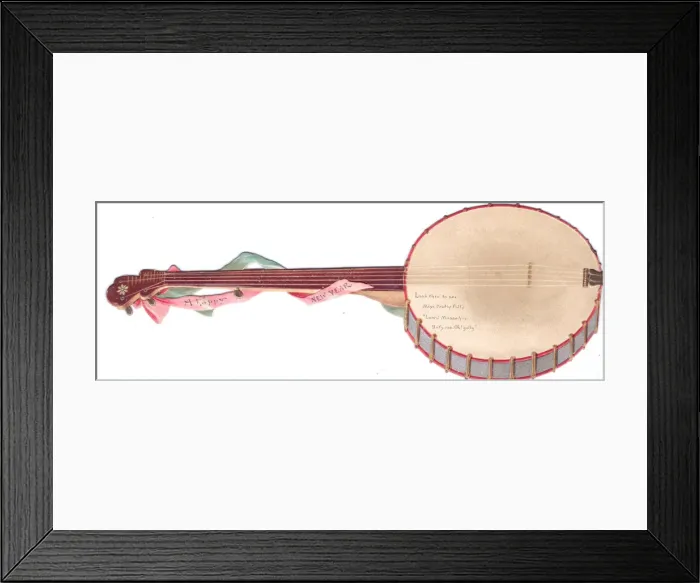 Framed Print : New Year card in the shape of a banjo Framed Print : New Year card in the shape of a banjo