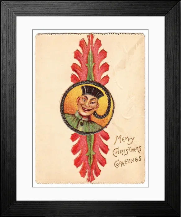 Framed Print : Smiling Chinese man on a Christmas card Framed Print : Smiling Chinese man on a Christmas card