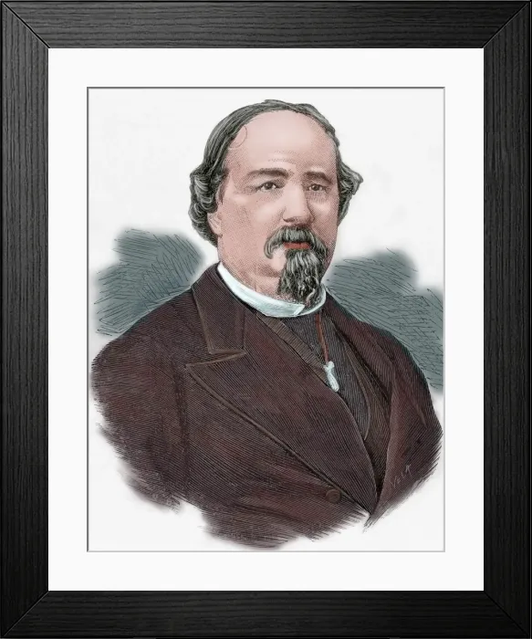 Framed Print : Emilio Arrieta (1823-1894). Colored engraving Framed Print : Emilio Arrieta (1823-1894). Colored engraving