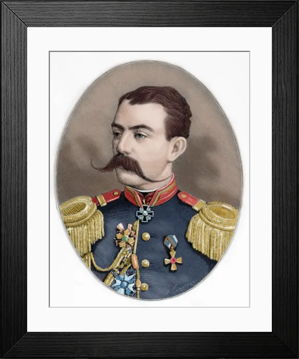 Framed Print : Russian general Astrukoff. Colored engraving, 1877 Framed Print : Russian general Astrukoff. Colored engraving, 1877
