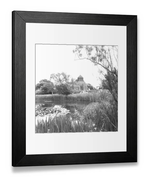 : Pond and church at Friston, East Sussex : Pond and church at Friston, East Sussex