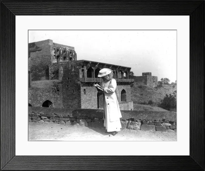 Framed Print : Western woman with a book, India Framed Print : Western woman with a book, India