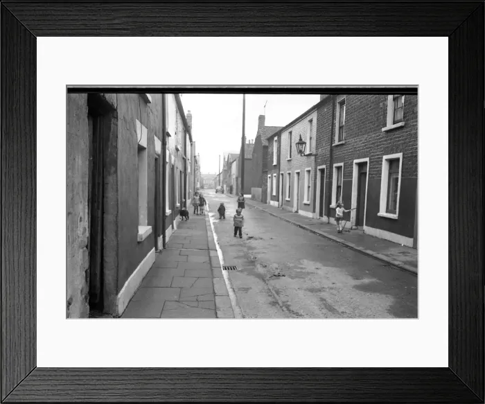 Framed Print : Dog and children in a street, Belfast, Northern Ireland Framed Print : Dog and children in a street, Belfast, Northern Ireland