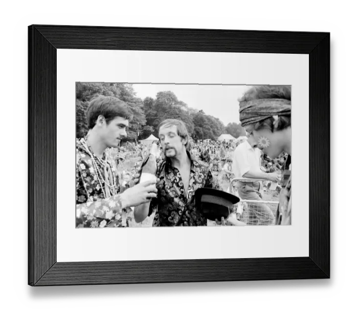 Framed Print : Hippy men with champagne at Woburn Park Framed Print : Hippy men with champagne at Woburn Park