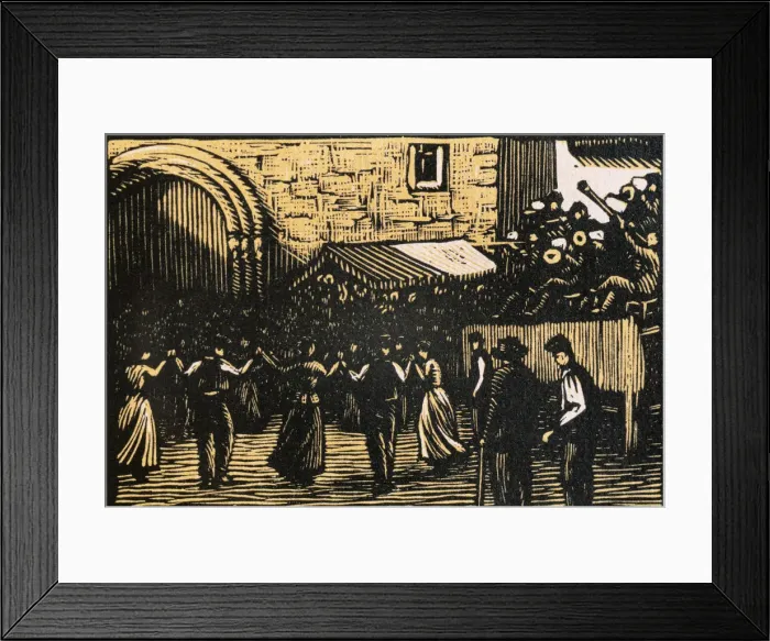 Framed Print : Lena (1899). Sardanas dancing with the cobla in a village s Framed Print : Lena (1899). Sardanas dancing with the cobla in a village s