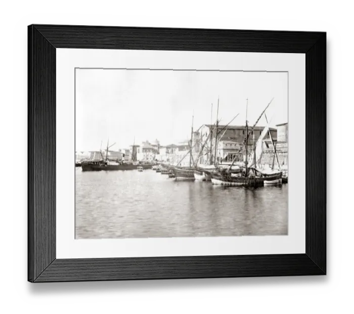 Framed Print : Boats at Livorno, Italy, circa 1880s Framed Print : Boats at Livorno, Italy, circa 1880s