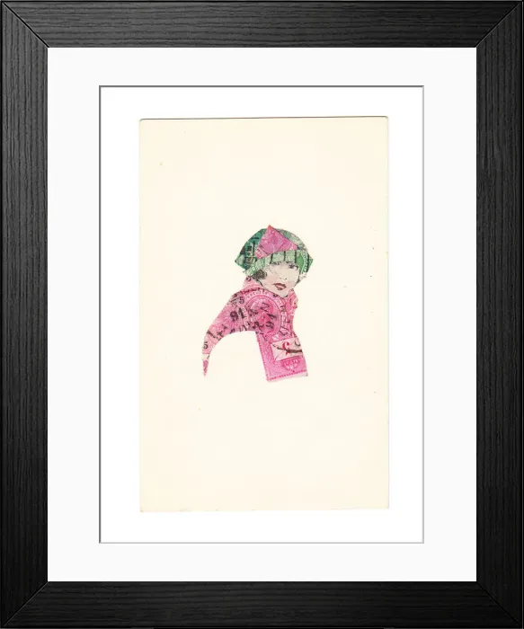 Framed Print : Greetings postcard with stamp-based design Framed Print : Greetings postcard with stamp-based design