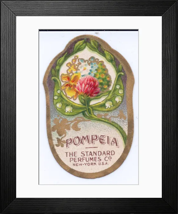 Framed Print : Perfume label, Pompeia, New York, USA Framed Print : Perfume label, Pompeia, New York, USA