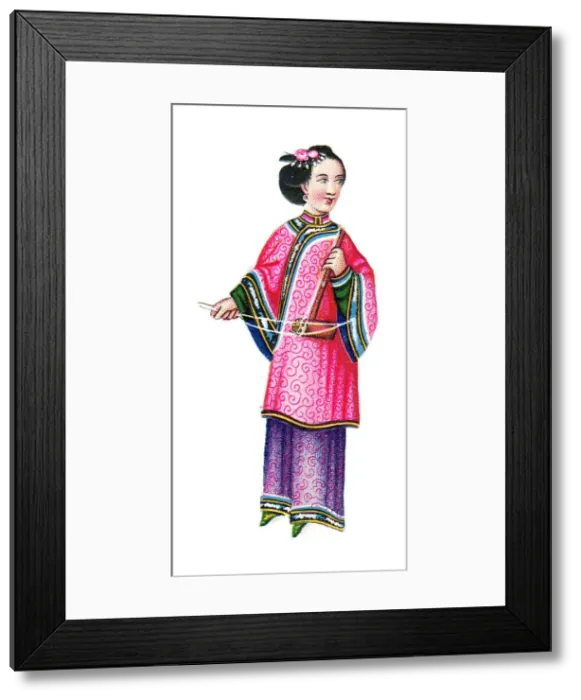 Framed Print : Oriental woman on a Victorian scrap Framed Print : Oriental woman on a Victorian scrap