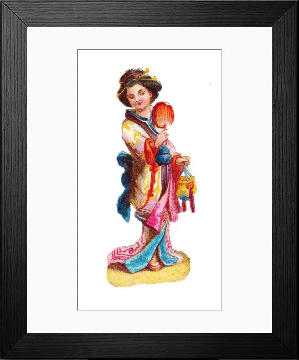 Framed Print : Oriental woman on a Victorian scrap Framed Print : Oriental woman on a Victorian scrap