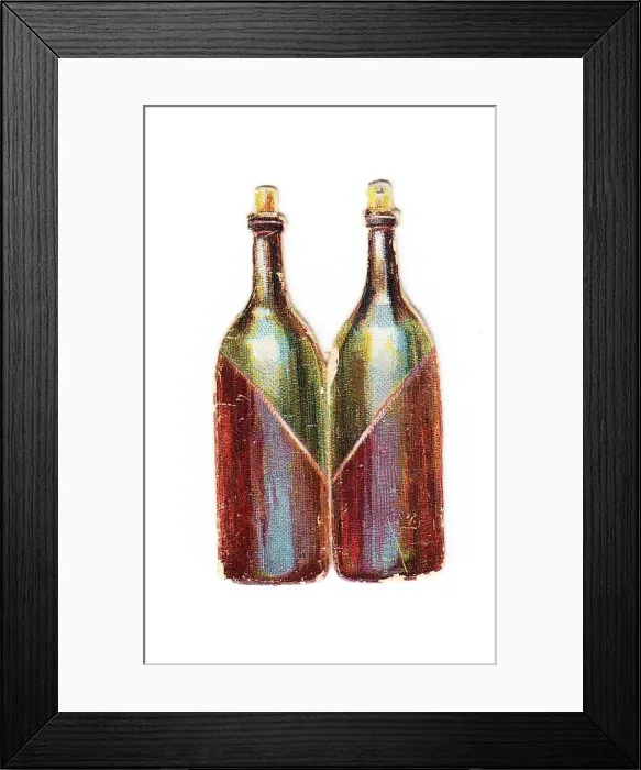 : Greetings card in the shape of two wine bottles : Greetings card in the shape of two wine bottles
