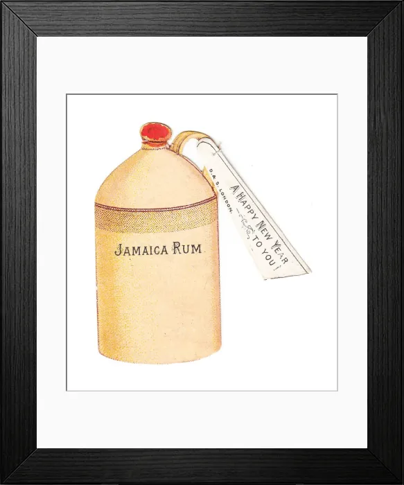 Framed Print : New Year card in the shape of a jug of rum Framed Print : New Year card in the shape of a jug of rum