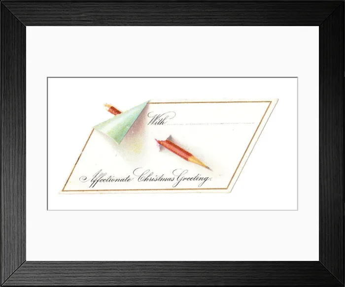 Framed Print : Christmas card with a pencil breaking through it Framed Print : Christmas card with a pencil breaking through it