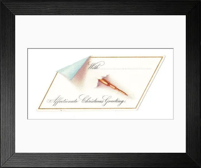 Framed Print : Christmas card with a pen breaking through it Framed Print : Christmas card with a pen breaking through it
