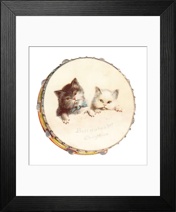 Framed Print : Two cats on a cutout Christmas card Framed Print : Two cats on a cutout Christmas card
