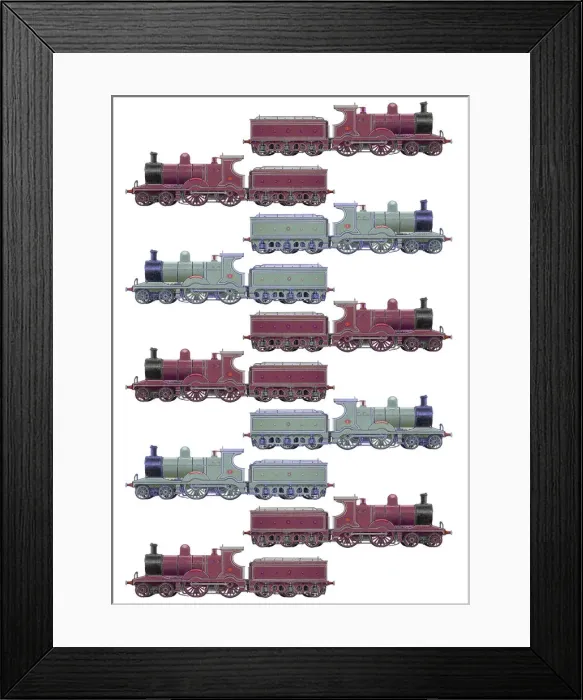 Framed Print : Repeating Pattern - Train / Steam Engine Framed Print : Repeating Pattern - Train / Steam Engine