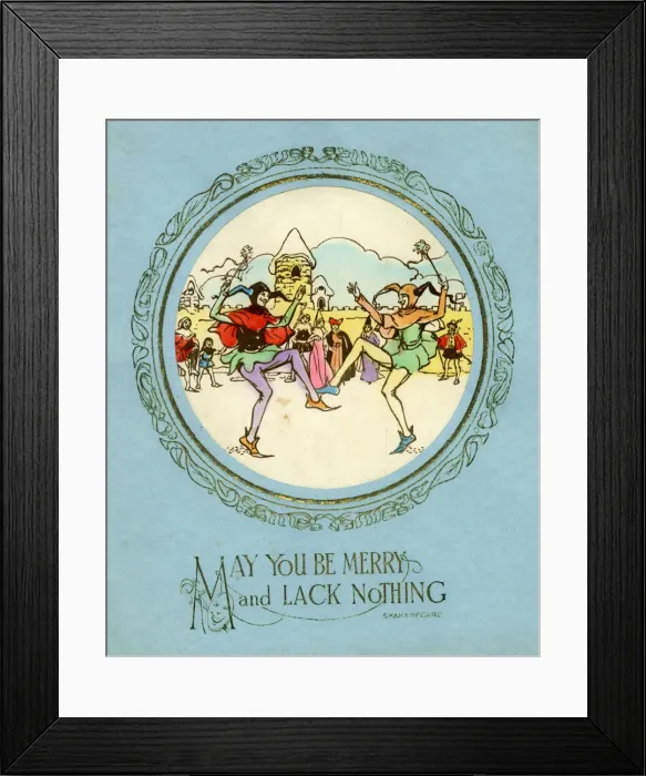 Framed Print : Christmas card, Shakespearean jesters Framed Print : Christmas card, Shakespearean jesters