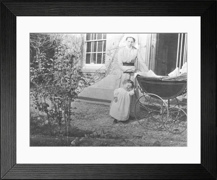 Framed Print : Nurse with pram and toddler Framed Print : Nurse with pram and toddler