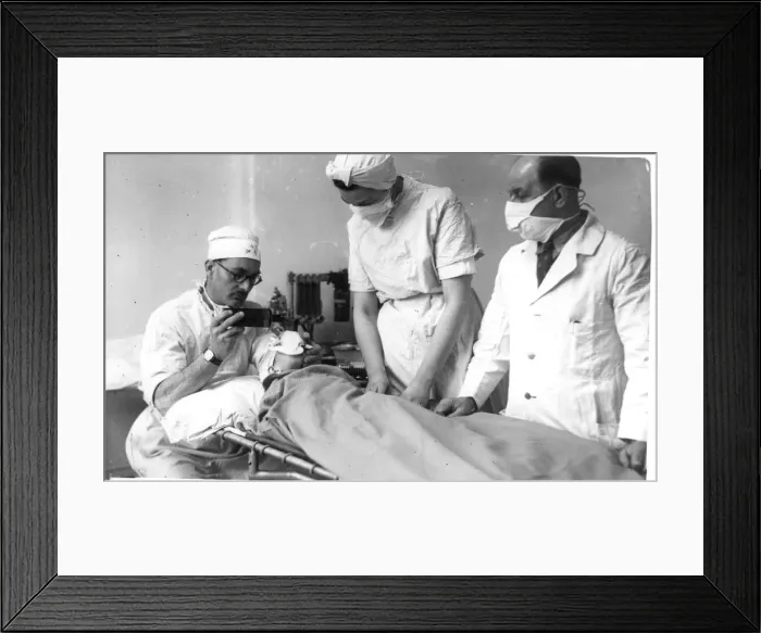 Framed Print : Skin-graft surgery preparation Framed Print : Skin-graft surgery preparation