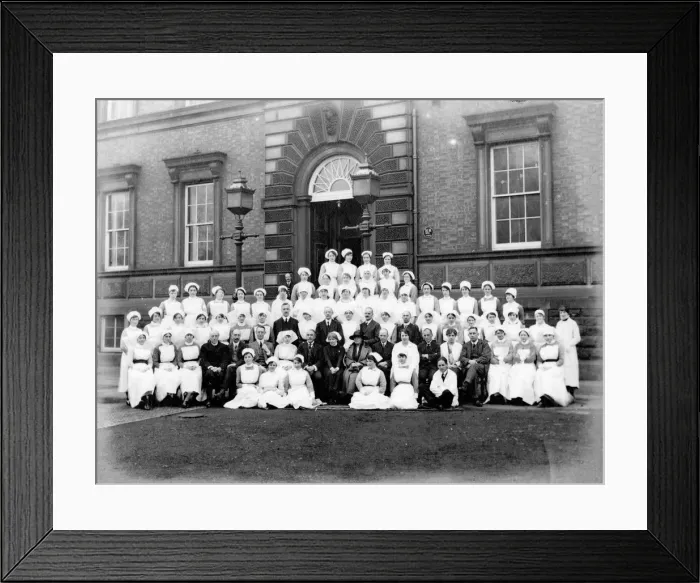 Framed Print : Group of nurses outside hospital Framed Print : Group of nurses outside hospital