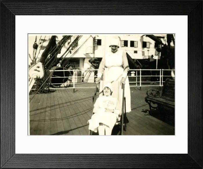 Framed Print : Two nurses on deck of ship Framed Print : Two nurses on deck of ship