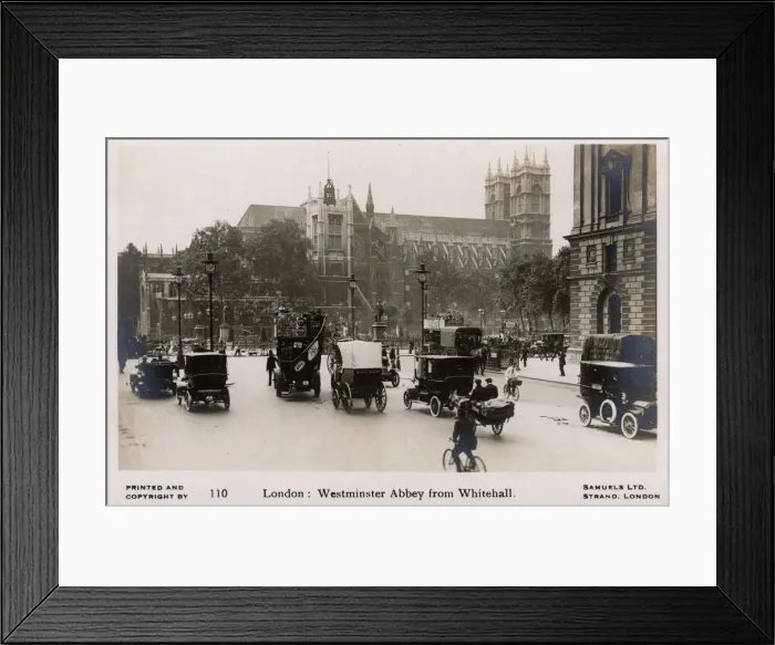 Framed Print : Westminster Abbey - viewed from the end of Whitehall Framed Print : Westminster Abbey - viewed from the end of Whitehall