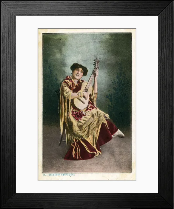 Framed Print : An Andalucian Beauty, Spain - playing the guitar Framed Print : An Andalucian Beauty, Spain - playing the guitar