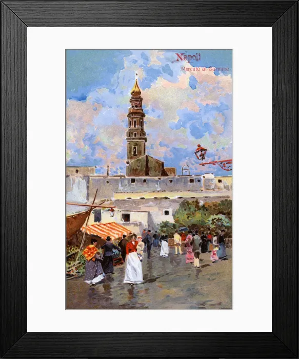 Framed Print : Naples, Market by the Basilica of Our Lady of Mount Carmel Framed Print : Naples, Market by the Basilica of Our Lady of Mount Carmel