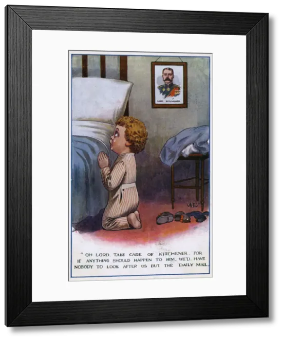 Framed Print : WW1 - Little boy praying for the safety of Lord Kitchener Framed Print : WW1 - Little boy praying for the safety of Lord Kitchener