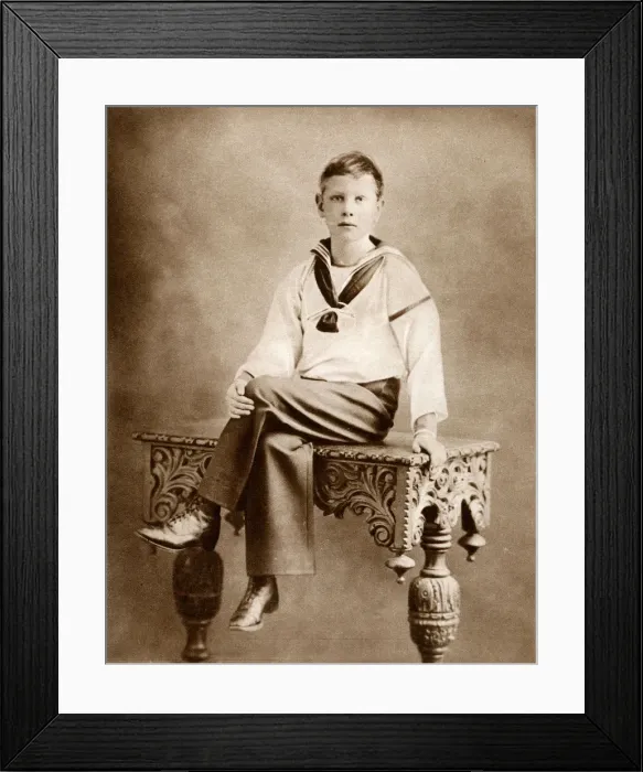 Framed Print : Prince Albert George sitting on a table in relaxed pose Framed Print : Prince Albert George sitting on a table in relaxed pose