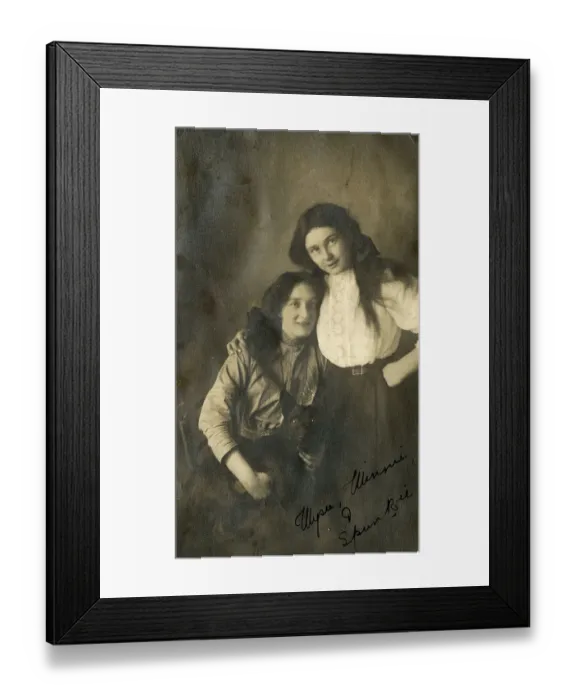 Framed Print : Edwardian young women and their pet dog Framed Print : Edwardian young women and their pet dog