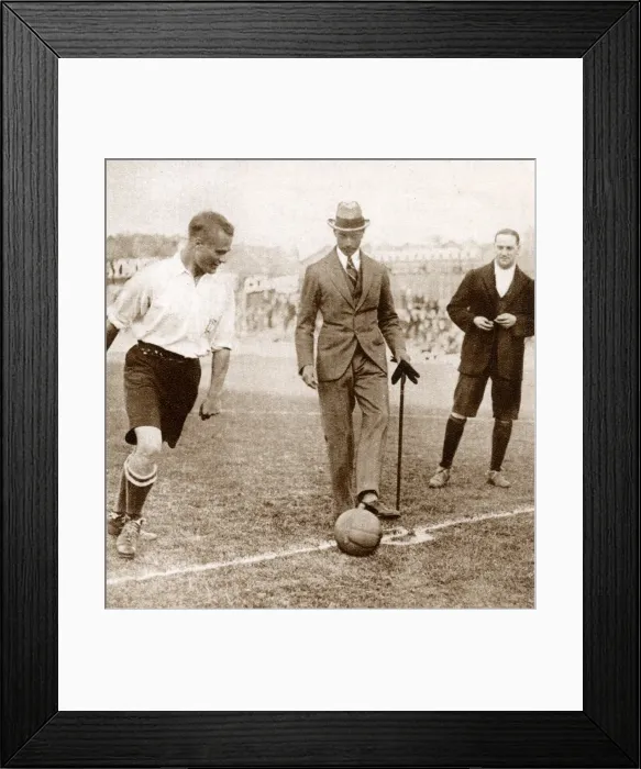 Framed Print : Albert, Duke of York - kicking off a Charity Football Match