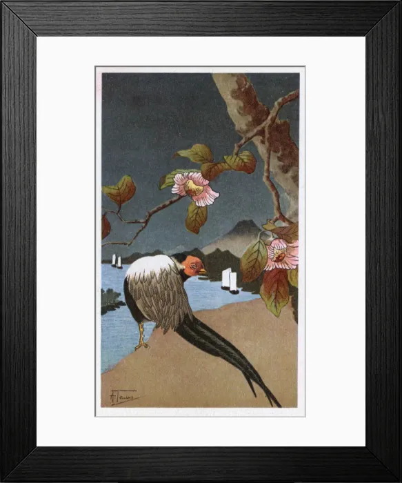 Framed Print : Japanese woodcut-style image - nature theme Framed Print : Japanese woodcut-style image - nature theme