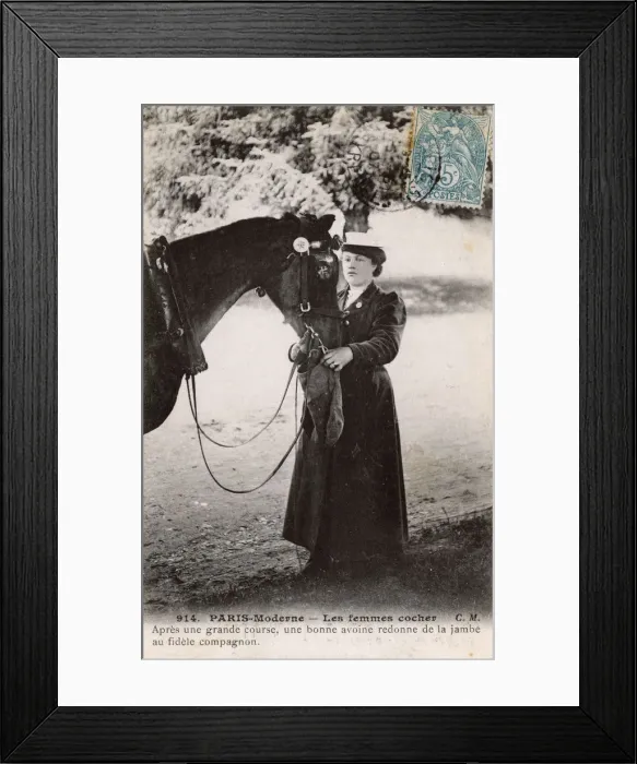 Framed Print : Female French Horse Cab Driver - Madame Decourcelle - Paris Framed Print : Female French Horse Cab Driver - Madame Decourcelle - Paris