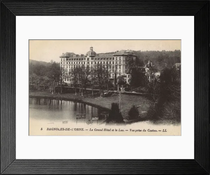 Framed Print : France - Bagnoles-de-LOrne - Grand Hotel and the Lake Framed Print : France - Bagnoles-de-LOrne - Grand Hotel and the Lake