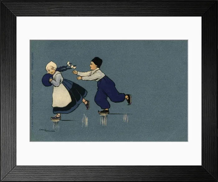 Framed Print : Dutch boy and girl in blue Framed Print : Dutch boy and girl in blue