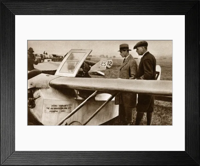 Framed Print : Albert, Duke of York at a glider meeting, Lympne, Kent Framed Print : Albert, Duke of York at a glider meeting, Lympne, Kent