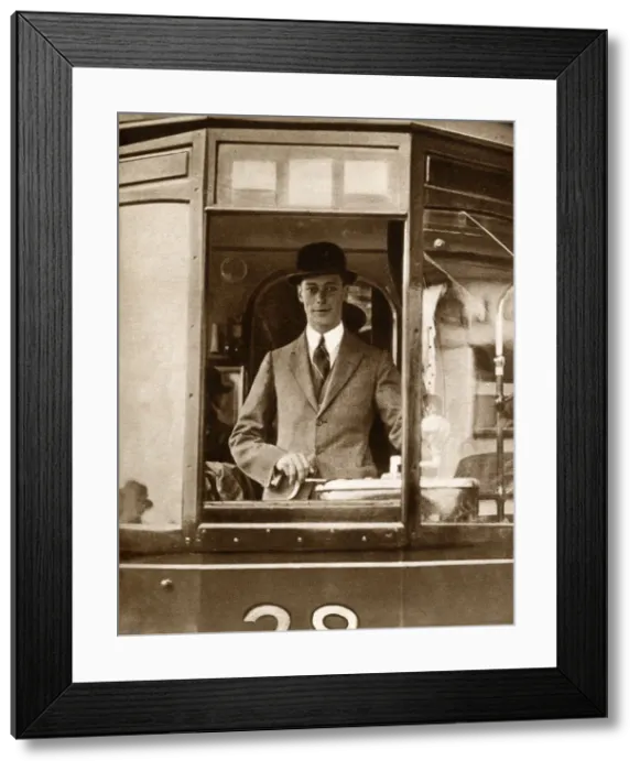 Framed Print : Albert, Duke of York - at the controls of a Glasgow Tram Framed Print : Albert, Duke of York - at the controls of a Glasgow Tram