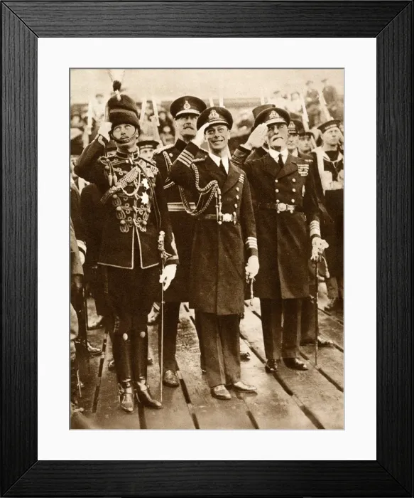 Framed Print : Prince of Wales / Prince Henry salute returning Duke of York Framed Print : Prince of Wales / Prince Henry salute returning Duke of York