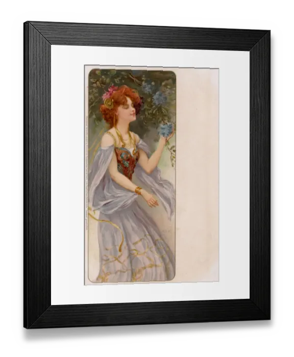 Framed Print : Beautiful fantasy girl admiring the blossom Framed Print : Beautiful fantasy girl admiring the blossom