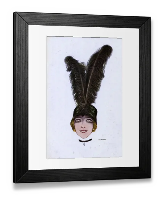 Framed Print : Fashionable girl with amazing black ostrich feather hat Framed Print : Fashionable girl with amazing black ostrich feather hat