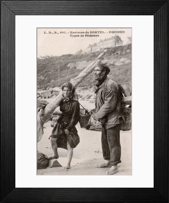 Framed Print : Fisherfolk at Equihen-Plage near Le Portel, Pas-de-Calais Framed Print : Fisherfolk at Equihen-Plage near Le Portel, Pas-de-Calais